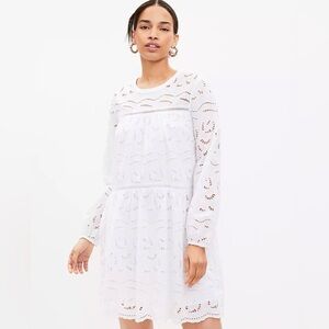 NWT LOFT White Eyelet Dress | Petite SP | 100% Cotton Lined | Boho Cottagecore